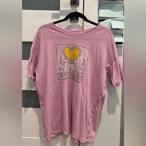 Pink Keith Haring Graphic Tee